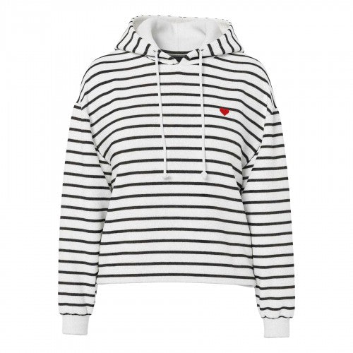Front - Pieces Womens/Ladies Chilli Striped Long-Sleeved Hoodie