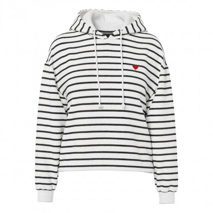 Front - Pieces Womens/Ladies Chilli Striped Long-Sleeved Hoodie
