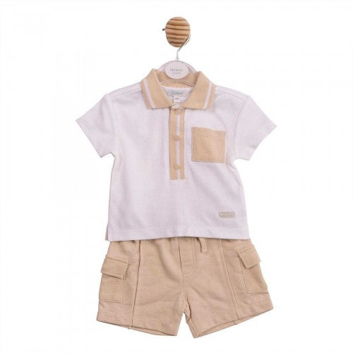 Front - Mintini Baby Boys Two Tone Top & Shorts Set
