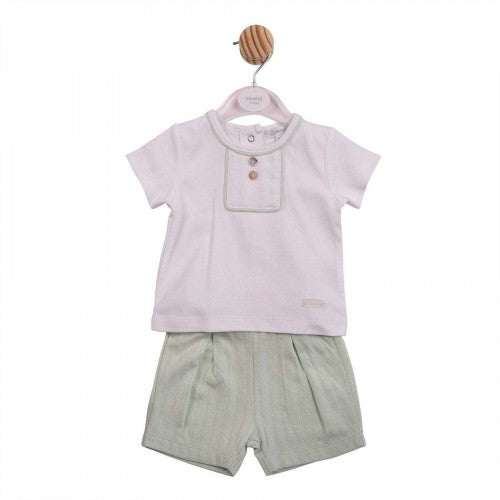 Front - Mintini Baby Jacquard Top & Bottom Set