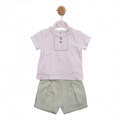Front - Mintini Baby Jacquard Top & Bottom Set