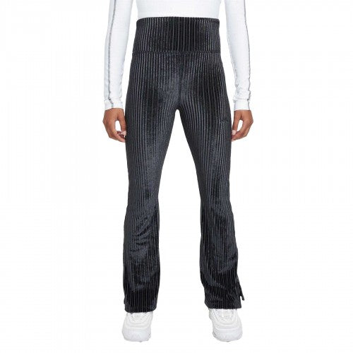 Front - Nike Girls Ribbed High Rise Flared Leggings