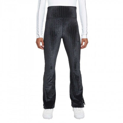 Front - Nike Girls Ribbed High Rise Flared Leggings