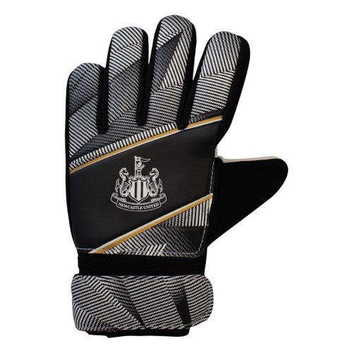 Front - Team Childrens/Kids Fuse Newcastle United FC Touch Fastening Goalkeeper Gloves