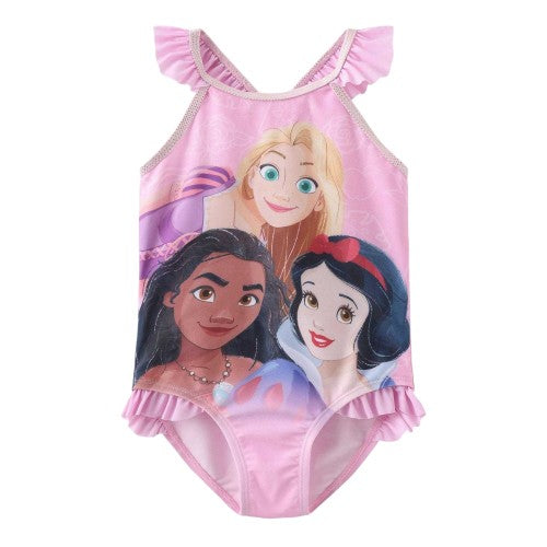 Front - Disney Princess Girls Rapunzel Moana Snow White One Piece Swimsuit