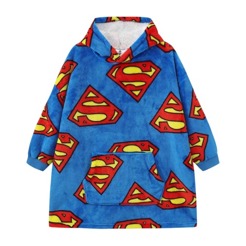 Front - Superman Childrens/Kids Oversized Long-Sleeved Blanket Hoodie