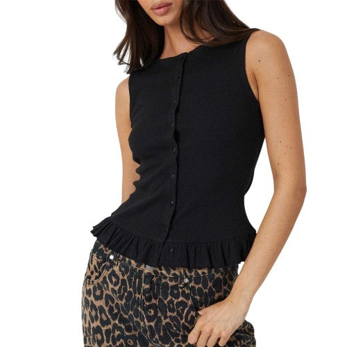 Front - Brave Soul Womens/Ladies Button Front Vest Top