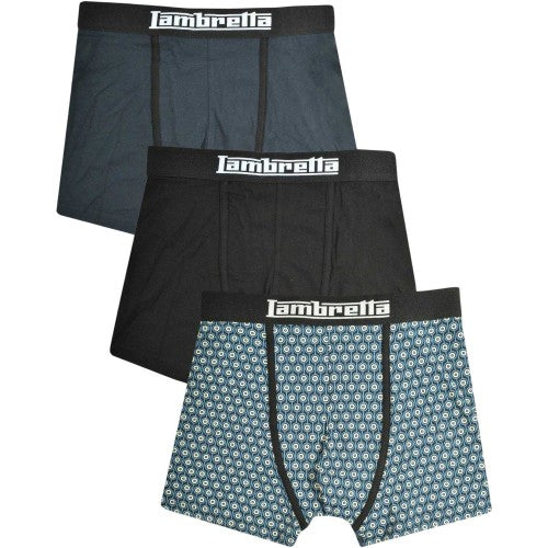 Front - Lambretta Mens Logo Boxer Shorts (Pack of 3)