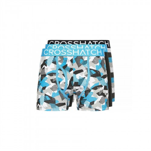 Front - Crosshatch Mens Crystaline Geometric Boxer Briefs (Pack of 3)