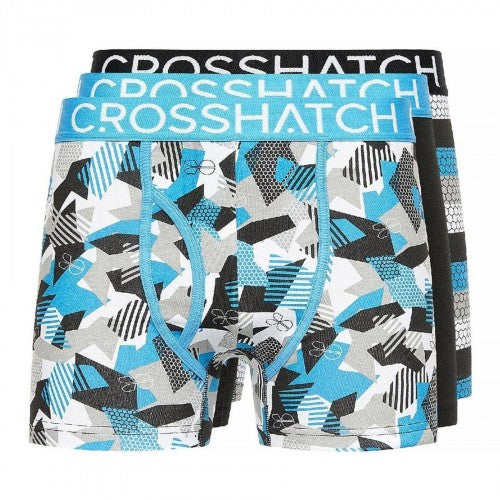Front - Crosshatch Mens Crystaline Geometric Boxer Briefs (Pack of 3)