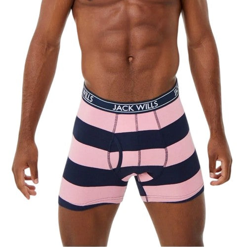 Front - Jack Wills Mens Daundley Stripe Classic Boxer Briefs (Pack of 3)