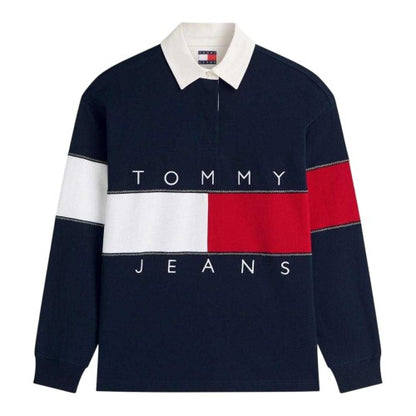 Front - Tommy Jeans Womens/Ladies Long-Sleeved Rugby Shirt