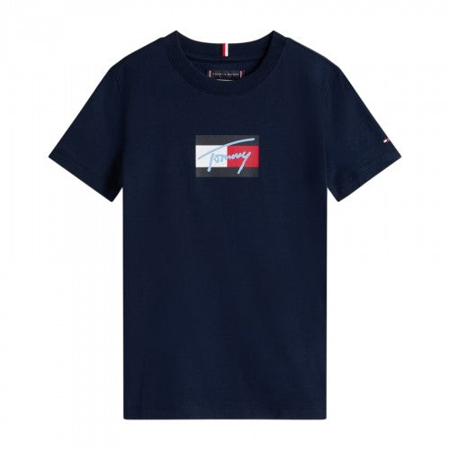 Front - Tommy Hilfiger Childrens/Kids Script Logo T-Shirt
