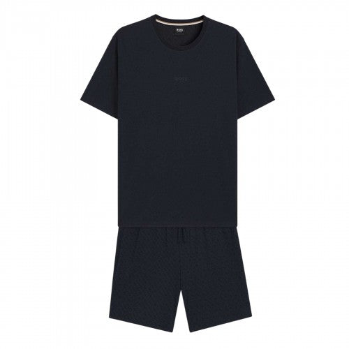 Front - Boss Mens Relaxed Fit Short Pyjama Set