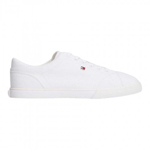 Front - Tommy Hilfiger Womens/Ladies Flag Logo Canvas Flat Trainers
