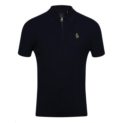 Front - Luke 1977 Mens Eyes Knitted Ribbed Polo Shirt