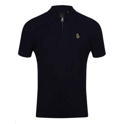 Front - Luke 1977 Mens Eyes Knitted Ribbed Polo Shirt