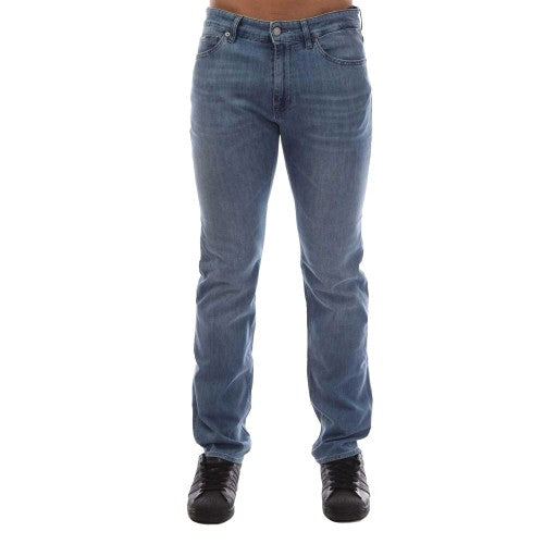 Front - Boss Mens Maine3 Leather Badge Slim Jeans