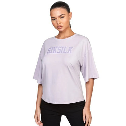 Front - SikSilk Womens/Ladies Varsity Crop T-Shirt