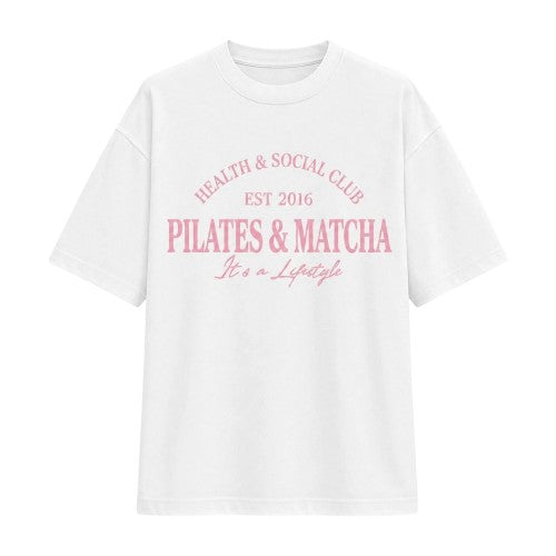 Front - I Saw It First Womens/Ladies Pilates And Matcha Graphic Print Oversized T-Shirt