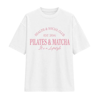 Front - I Saw It First Womens/Ladies Pilates And Matcha Graphic Print Oversized T-Shirt