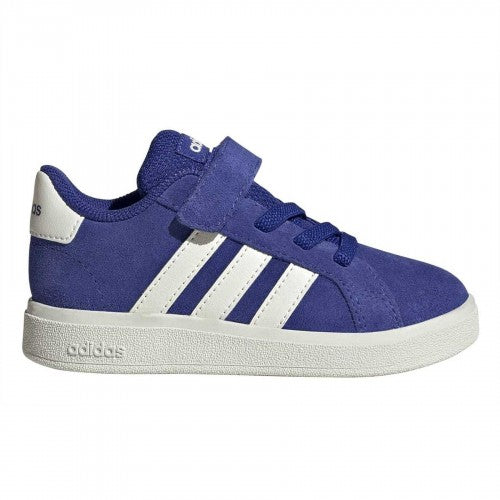 Front - Adidas Childrens/Kids Grand Court Lo Stripes Suede Flat Shoes
