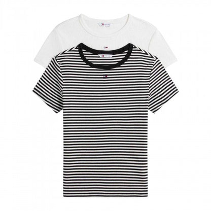 Front - Tommy Jeans Womens/Ladies Essentials Embroidered Logo T-Shirt (Pack of 2)