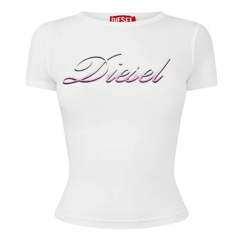 Front - Diesel Womens/Ladies Gradient Logo Cropped Fitted T-Shirt