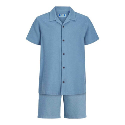 Front - Jack And Jones Boys Plain Waffle Top & Bottom Set