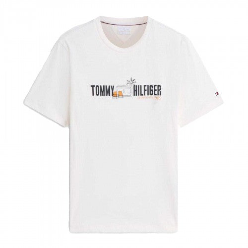 Front - Tommy Hilfiger Mens Summer Chest Print Regular T-Shirt
