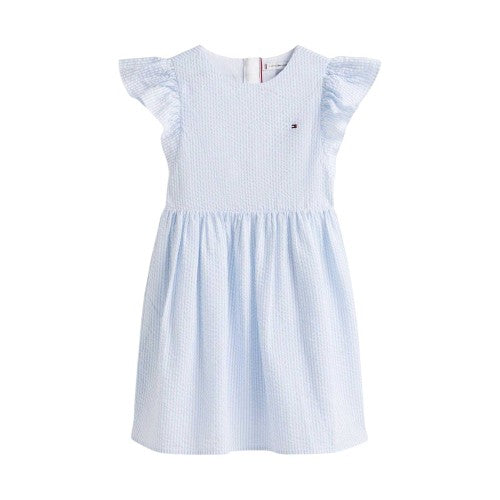 Front - Tommy Hilfiger Girls Flutter Smock Dress