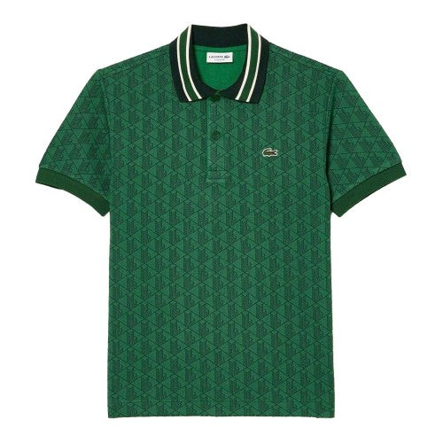Front - Lacoste Mens Monogram Jacquard Classic Polo Shirt