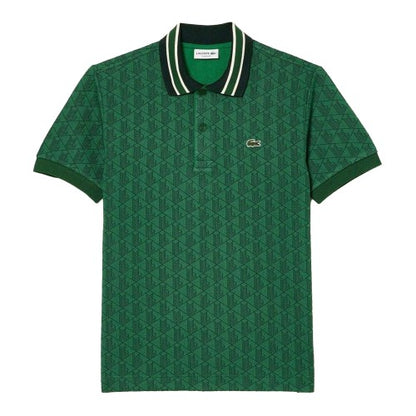 Front - Lacoste Mens Monogram Jacquard Classic Polo Shirt
