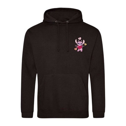 Front - Lilo & Stitch Mens Angel Energy Heart Hoodie