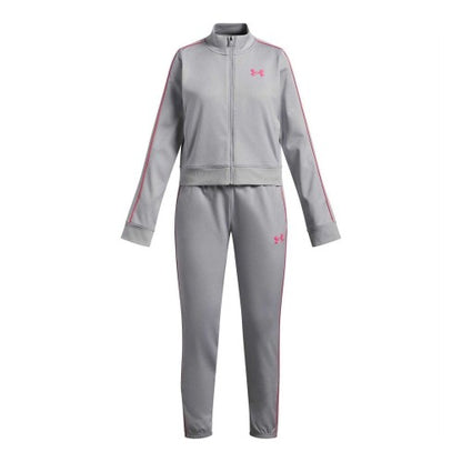 Front - Under Armour Girls Icon Cropped Tracksuit Set