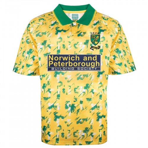 Front - Score Draw Unisex Adult 1993 Norwich City FC Replica Football Jersey