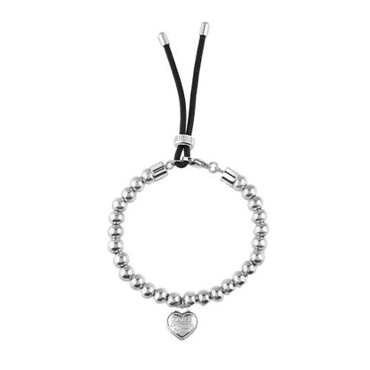 Front - Guess Cord Heart Charm Bracelet