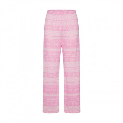 Bubblegum Pink - Front - Skims Womens-Ladies Pointelle Fair Isle Pyjama Bottoms