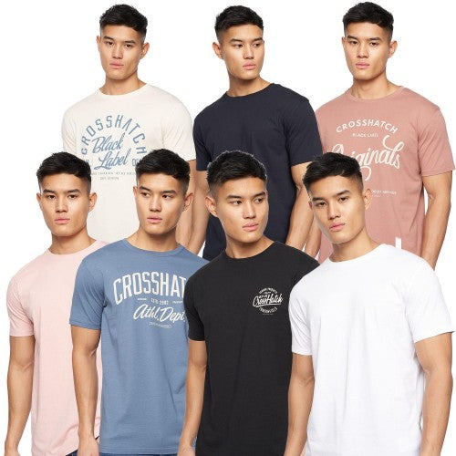 Front - Crosshatch Mens Rapmoore T-Shirt (Pack of 7)