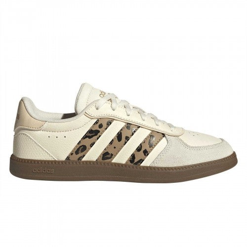 Front - Adidas Childrens/Kids Hoops 3.0 Leopard Print Suede Trainers