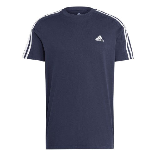 Front - Adidas Mens Essentials 3 Stripes Single Jersey T-Shirt