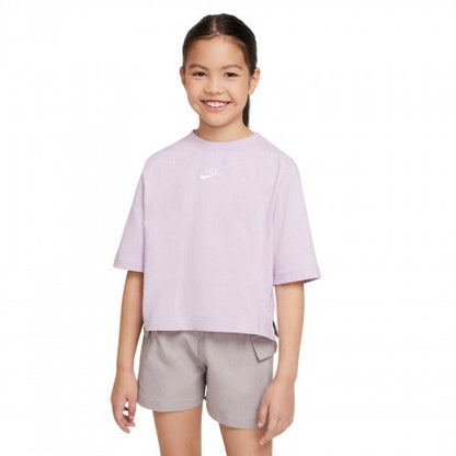 Front - Nike Girls NSW Logo Jersey Crew Neck T-Shirt