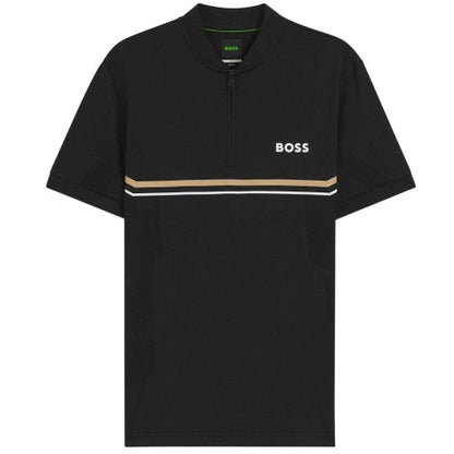 Front - Boss Mens Pl Toc Spin Logo Quarter Zip Polo Shirt