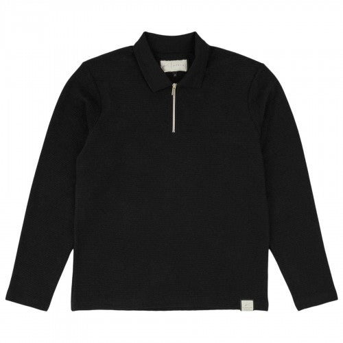 Front - Prevu Mens Ottoman Quarter Zip Long-Sleeved Polo Shirt