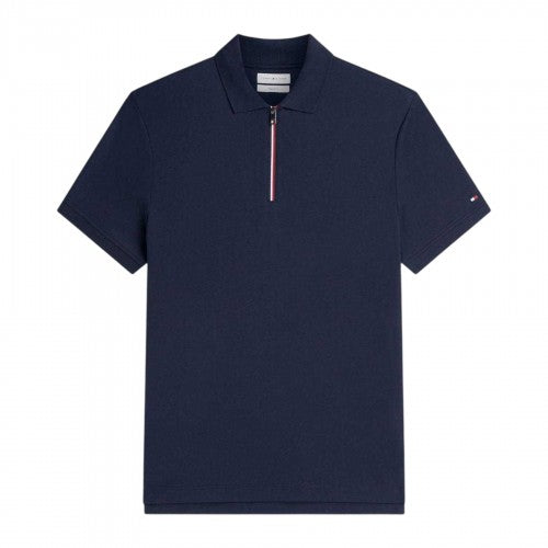 Front - Tommy Hilfiger Mens Quarter Zip Regular Polo Shirt