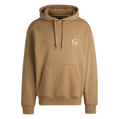 Front - Boss Mens Double B Monogram Oversized Hoodie