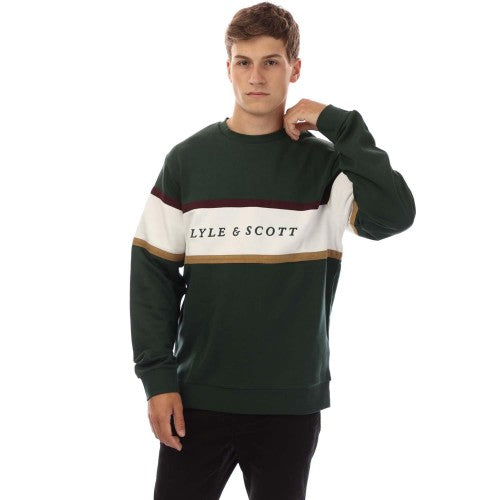 Front - Lyle & Scott Mens Volley Stripe Sweatshirt