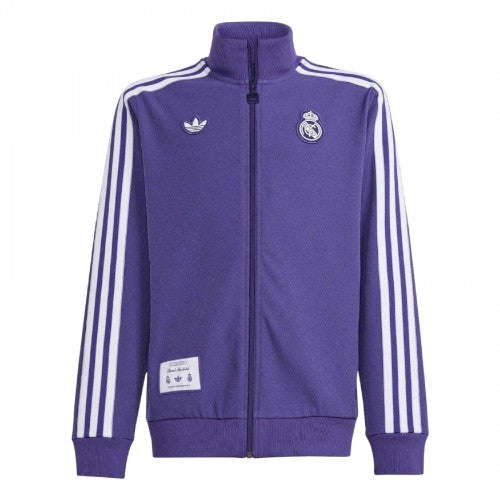 Front - Adidas Childrens/Kids Icon Real Madrid CF Full Zip Tracksuit Top