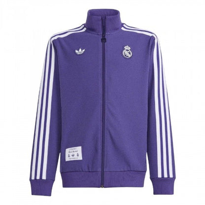Front - Adidas Childrens/Kids Icon Real Madrid CF Full Zip Tracksuit Top
