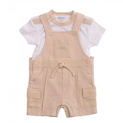 Front - Minoti Baby Tie Detail Dungarees Set